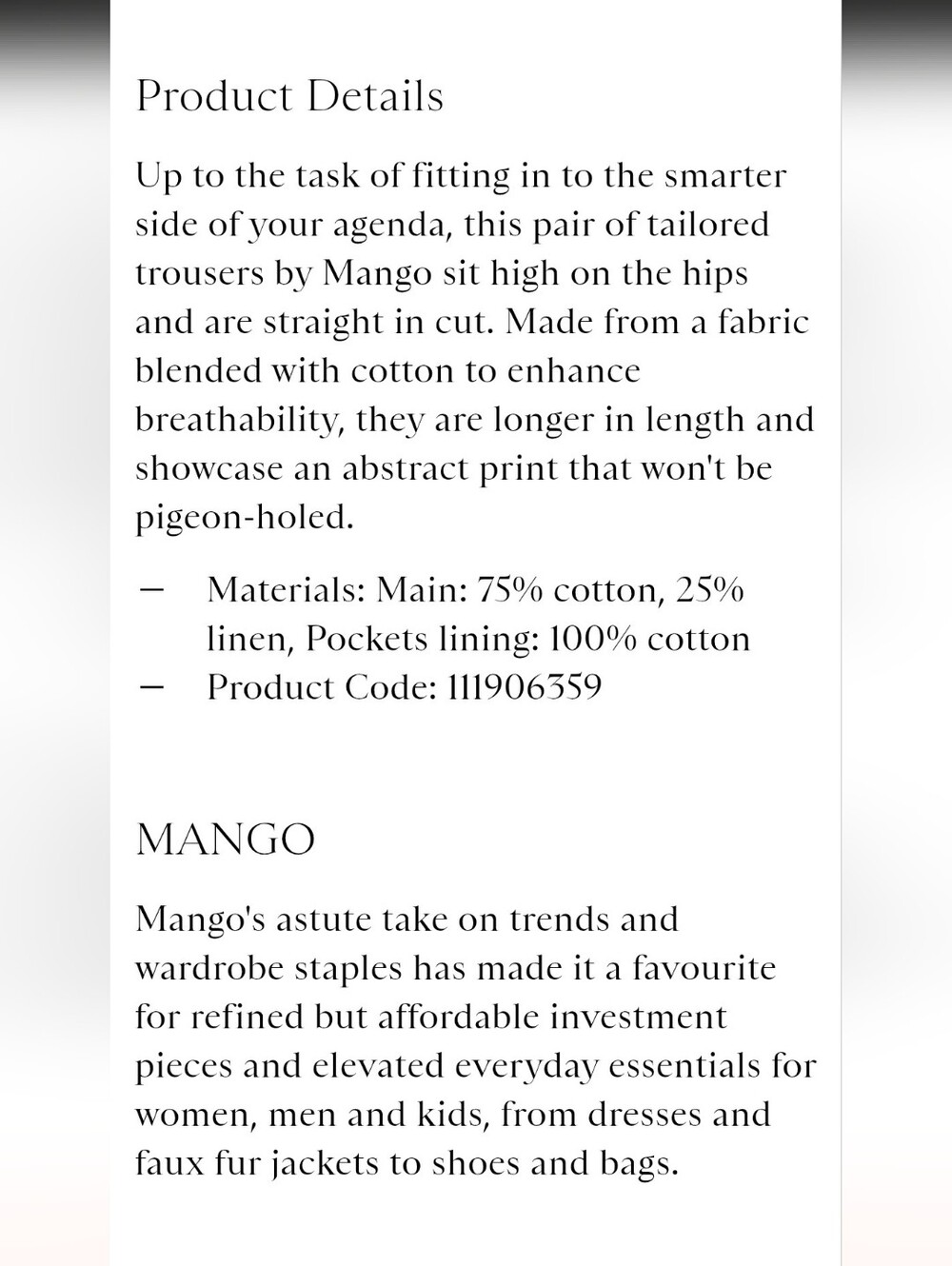 Mango Karina Cotton Blend Straight Trousers - Picture 5 of 7